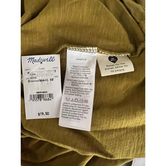Madewell Gilded Olive Whisper Cotton V-neck Tank XS NWT - Picture 7 of 8